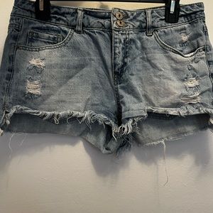 Ripped jean shorts